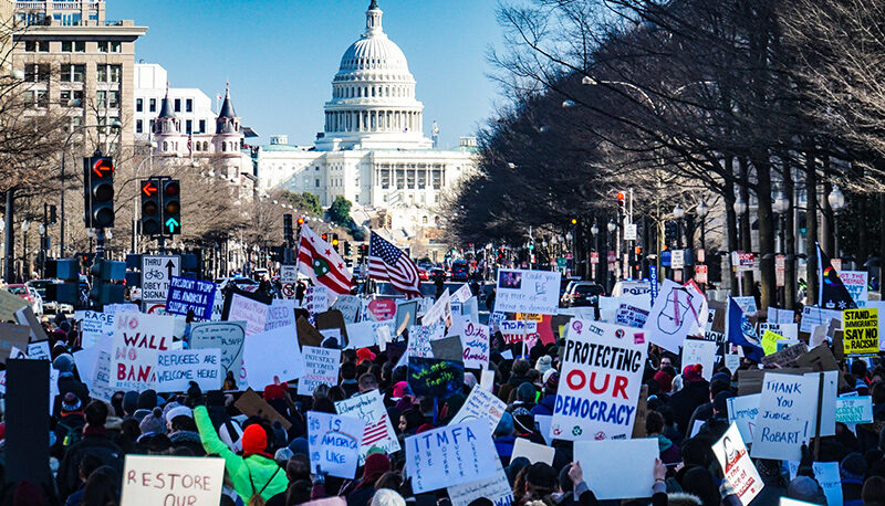 A protest about protecting U.S. democracy in Washington, DC.