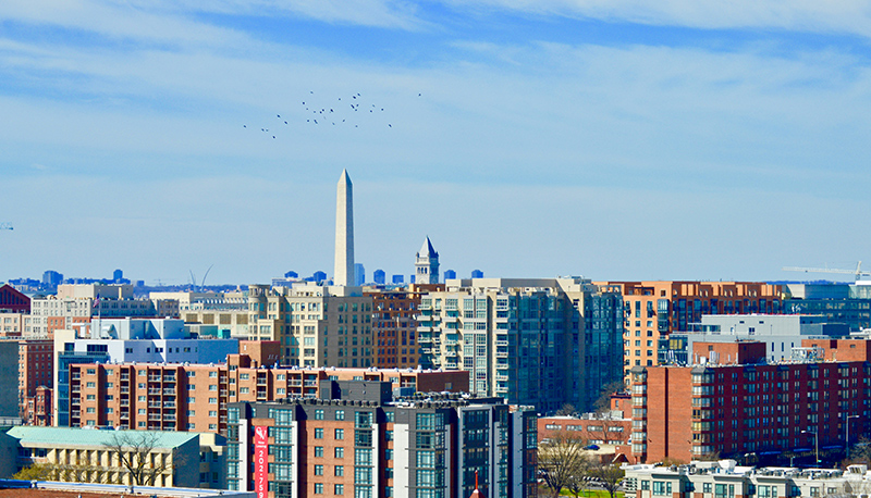 Aerial image of the Washington, DC skyline