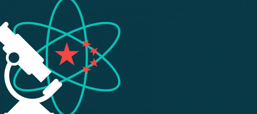 An image of a microscope on a teal background