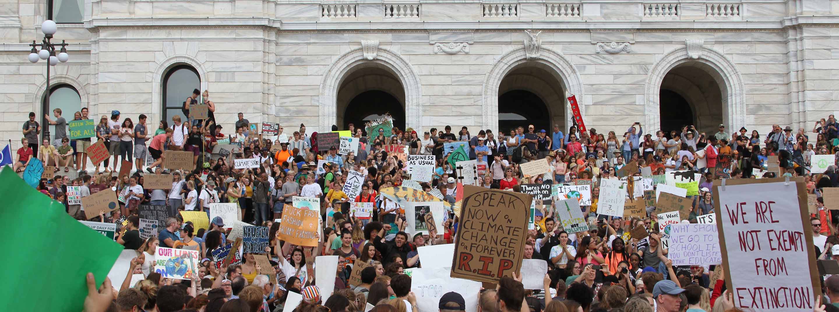 A group of climate protestors outside the U.S. Capitol building