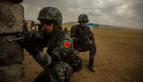 Chinese soldiers with the People's Liberation Army, Mongolia 2015.