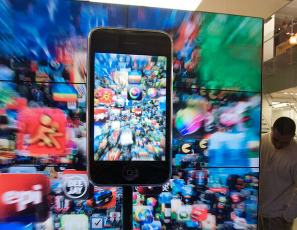 Colorful iPhone marketing display